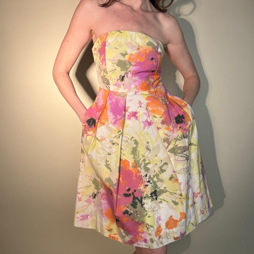 J. Crew Vibrant Multicolor Floral Strapless Cotton Mini Dress - Picture 10 of 11